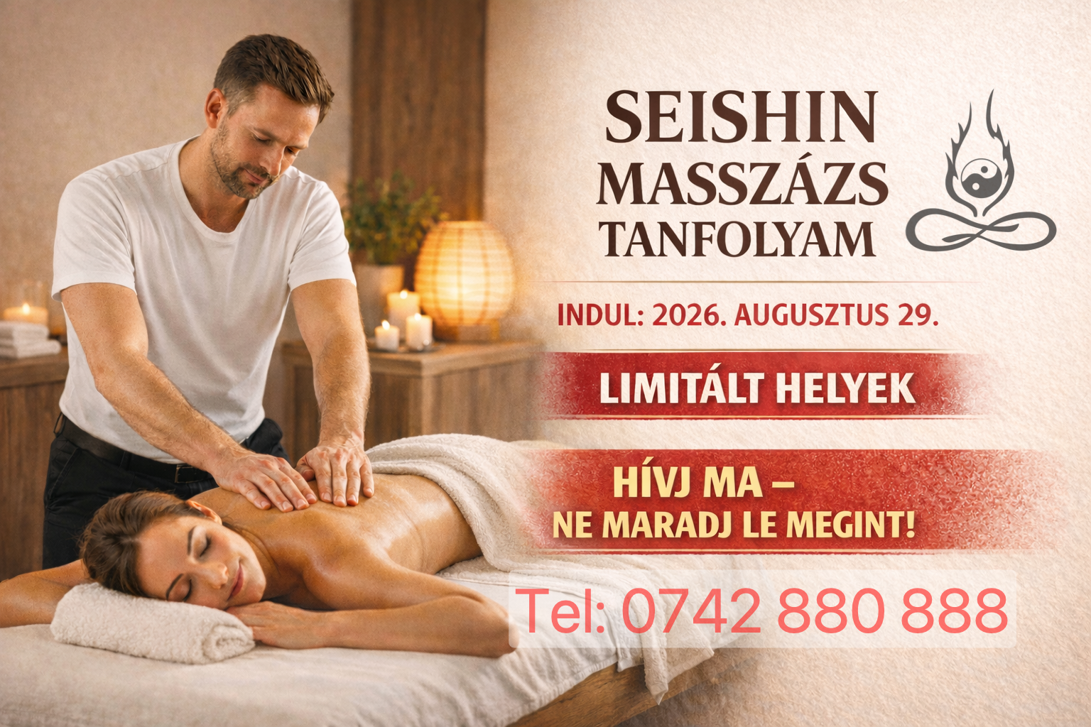 Terápiás masszázs tanfolyam a Seishin Academy képzésén